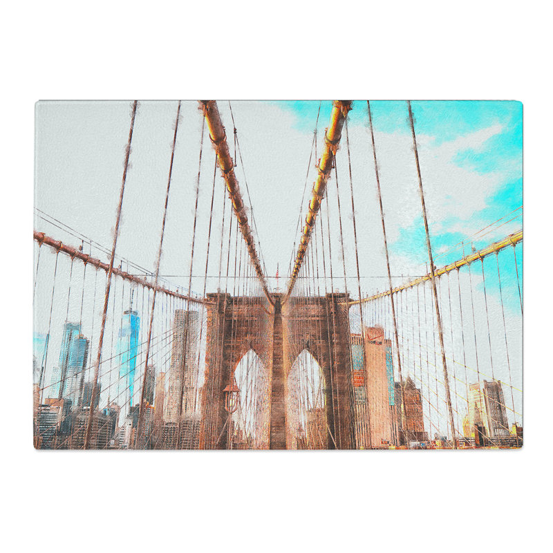 Tempered Glass Brooklyn Bridge New York City Chopping Board, 20 cm x 28.5 cm