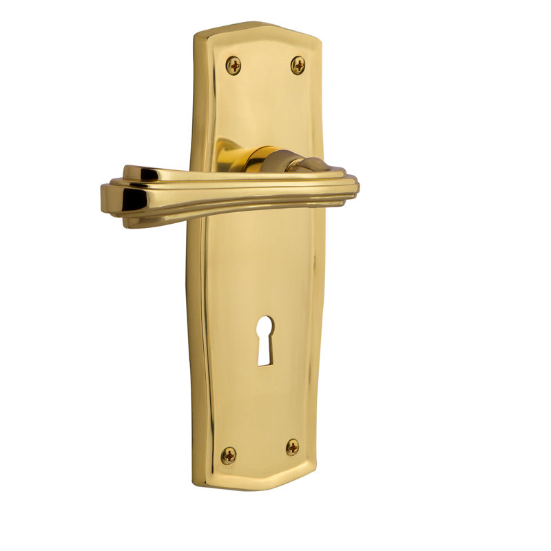 Assiette double Prairie avec trou de serrure décoratif et levier fleur, Laiton non laqué
