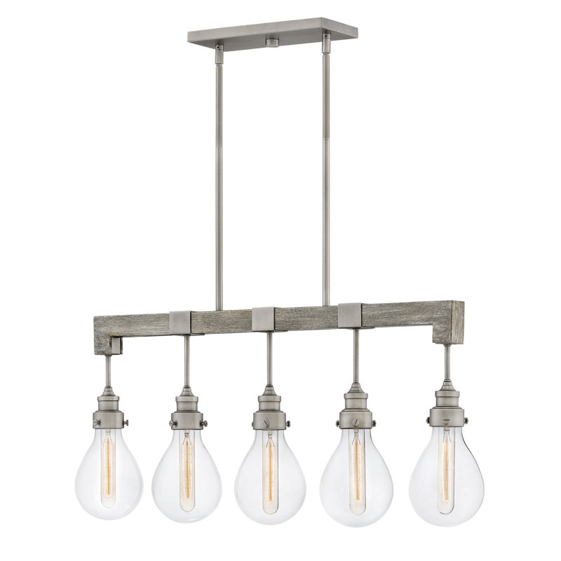 Denton 5-Light Kitchen Island Linear Pendant, Pewter