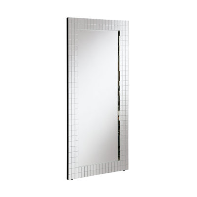 Mosaic Beveled Silver Accent Mirror, 22"L X 61" Inner 32" Width, 71" Height, 2" Depth, 68 Lb, Floor Mirror , Mosaic, Beveled, Silver, ,
