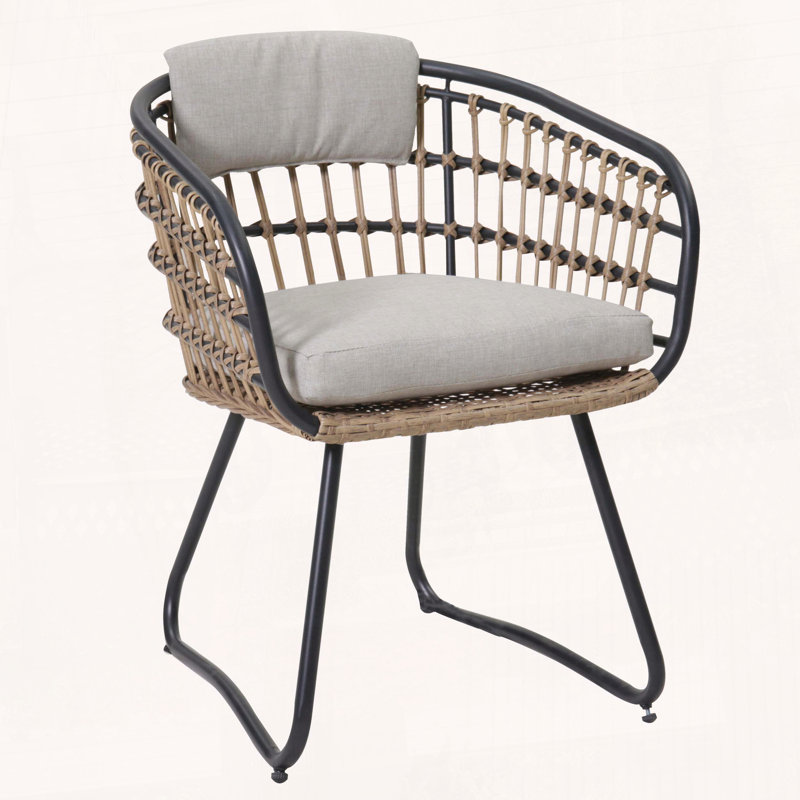 Ensemble de 2 chaises d'extérieur en osier avec coussins