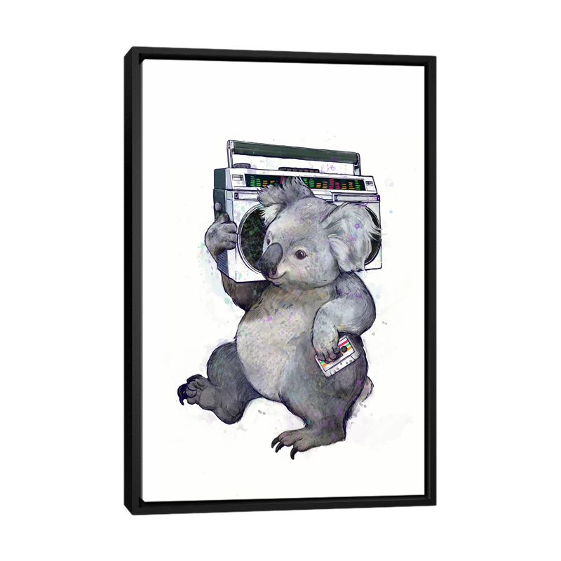 «Koala» par Laura Graves, impression sur toile, H 26 po x l 18 po x P 1,5 po, Toile avec cadre noir