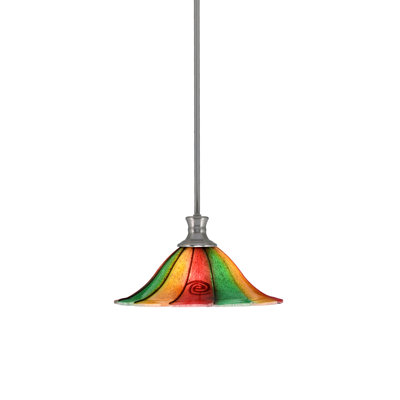 Stem Hung Pendant Shown With 14" Mardi Gras Glass