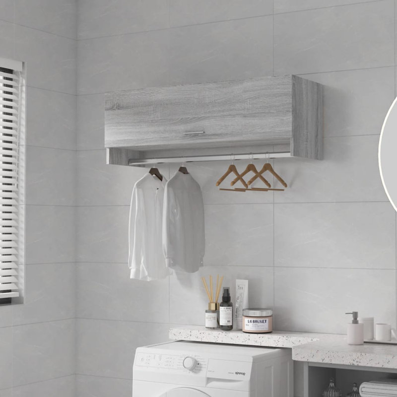 Ayanle 1 Door Wardrobe, 35cm H x 100cm W x 32.5cm D, Grey Sonoma