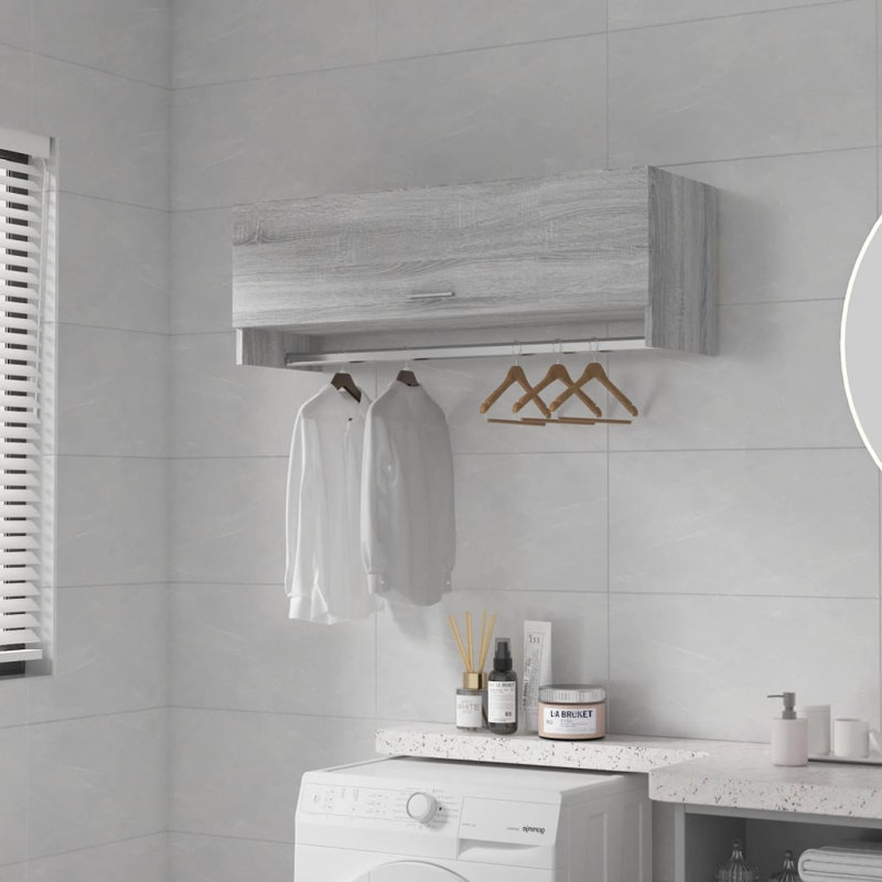 Ayanle 1 Door Wardrobe, 35cm H x 100cm W x 32.5cm D, Grey Sonoma