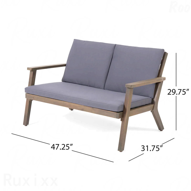 Finition grise + ensemble de conversation 4 places avec causeuse et table basse et 2 fauteuils club