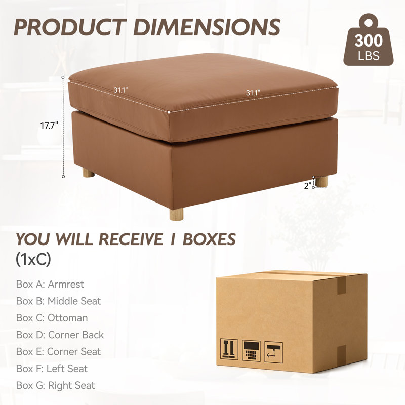Clinard Upholstered Storage Standard, Faux Leather, Brun