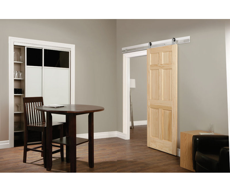 96-Inch Stainless Steel Single Barn Door Hardware Kit