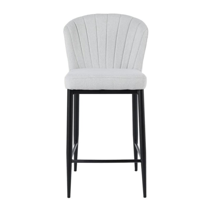 Tabouret de comptoir en tissu Yurem, Blanc