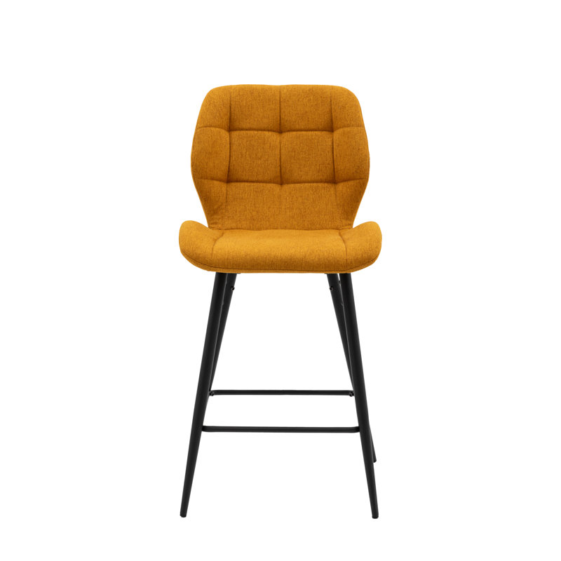 Skopelos Upholstered Counter Stool with Metal Frame, Yellow