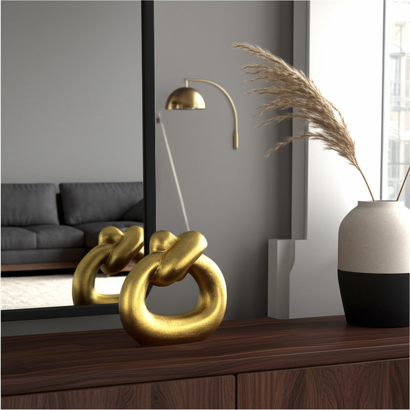Akshayan Metal Aluminum Decorative Object Abstract Knot Modern Sculptural Accent Piece Contemporary Art-Inspired Home Design Accessory Freestanding Tabletop Geometric Form Handmade Style