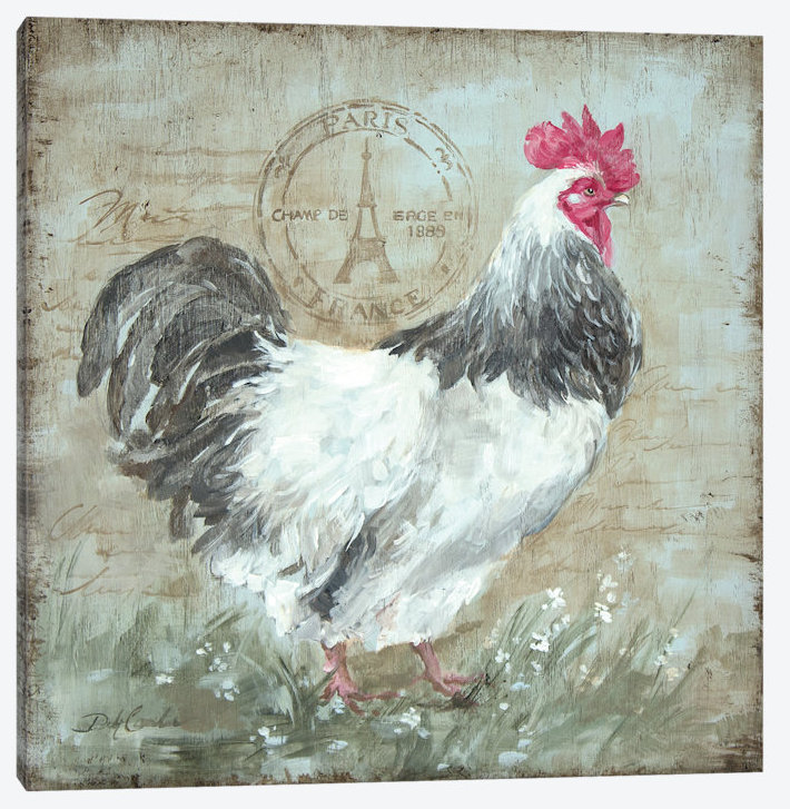 « parisian oblitération coq i », reproduction d’art sur toile tendue, H 37 po x l 37 po x P 1,5 po, Toile tendue