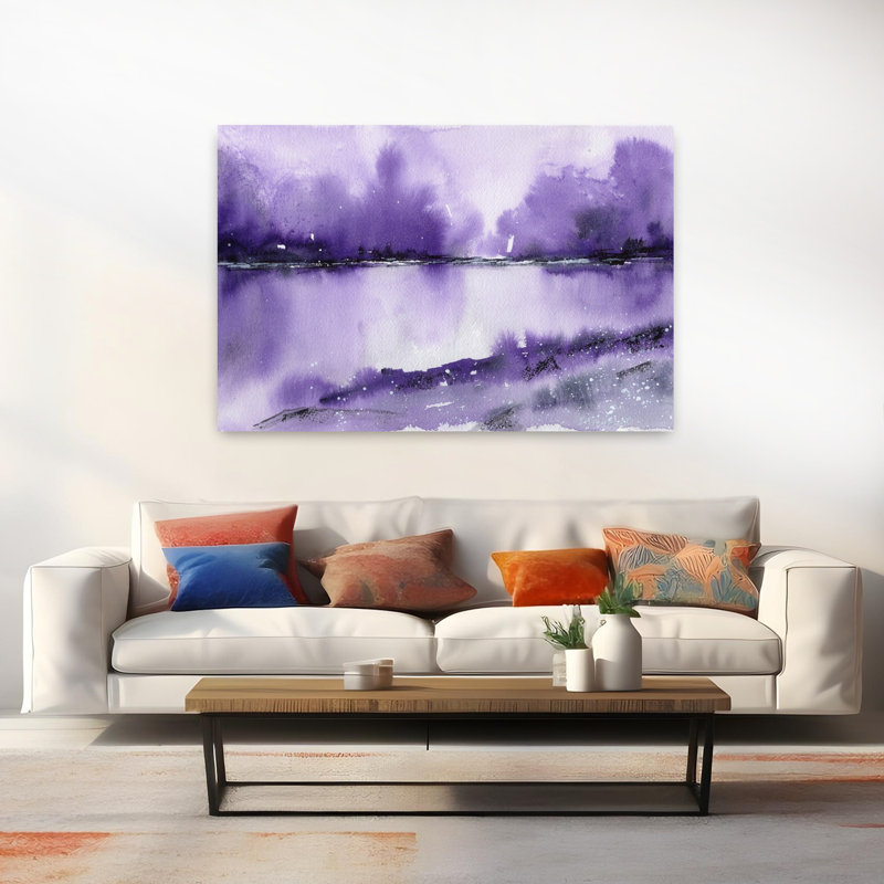 Contemporary Art Abstract Ethereal Peaceful Violet Landscape Nature Wall Art 1 Piece Wrapped Canvas Wall Art