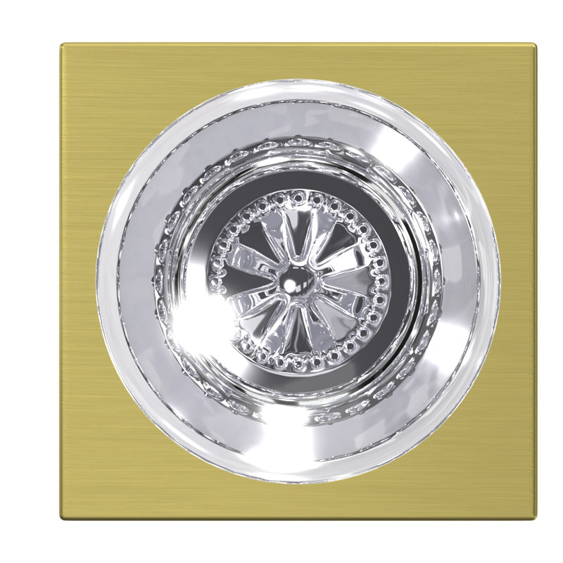 Custom Hobson Non-Turning Glass Knob with Collins Trim, Satin Brass