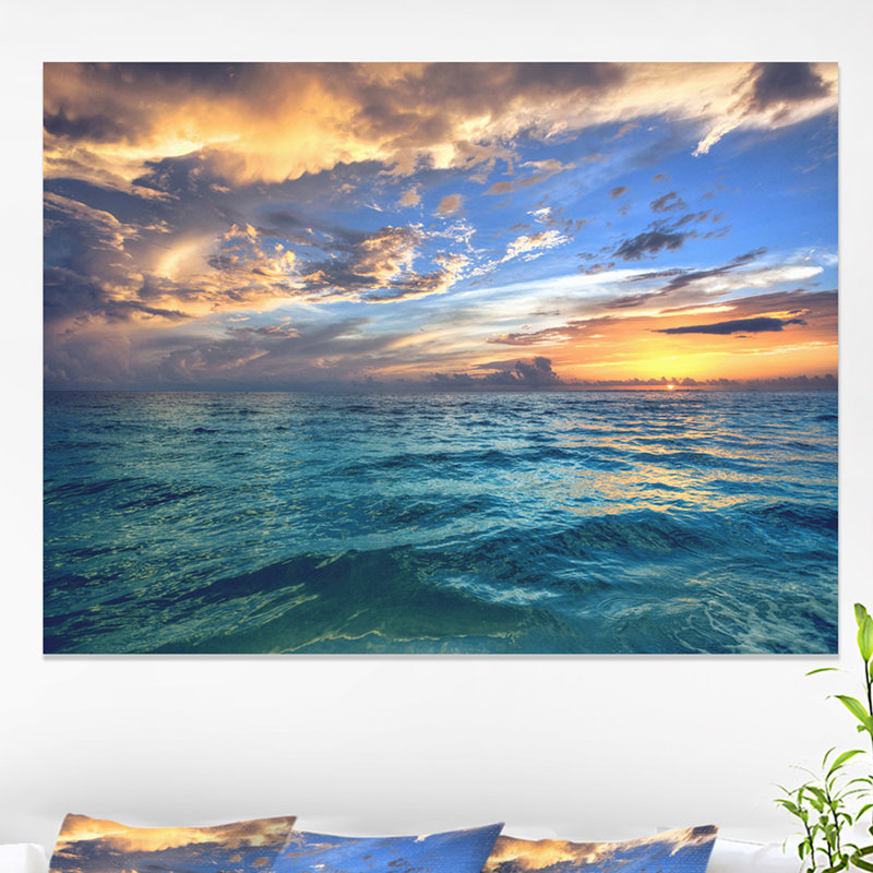 Exotic Tropical Sunset Beach Canvas Print, 20" x 40"