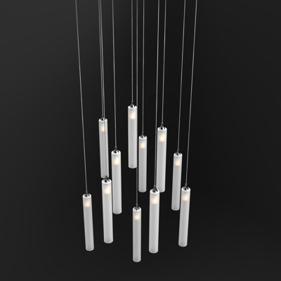 Rainfall 11 Frosted White Glass Pendants Chandelier