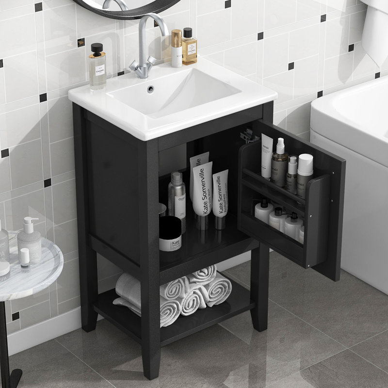 Meuble-lavabo de 20 po avec lavabo, Noir