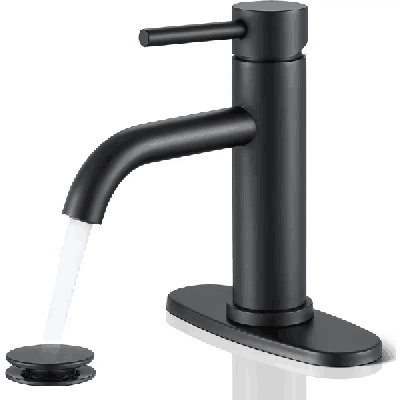 Robinet de lavabo de salle de bain noir avec robinets mélangeurs simples