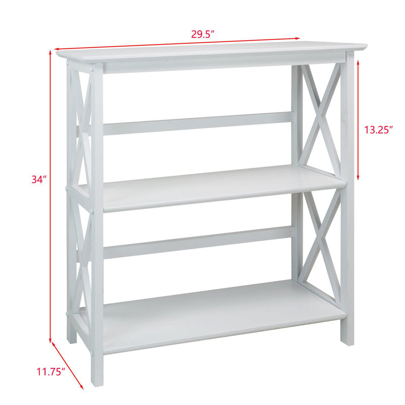 Montego X-Design 3-Tier Solid Wood White Bookcase