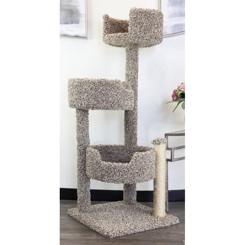 Deluxe Beige Sisal and Carpet Cat Tree with Perches