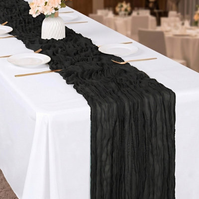 Black Cheesecloth Table Runners Boho Cheese Cloths Gauze Fabric Table Runners for Wedding Birthday Party Holiday Home Decor