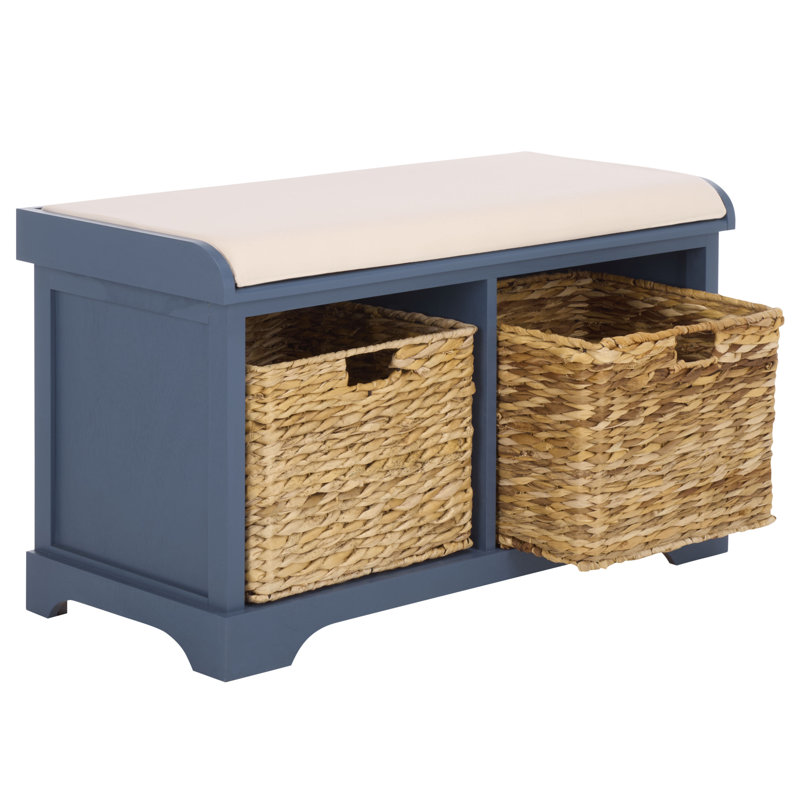 Banc de rangement rembourré à casiers Briananthony, Bleu