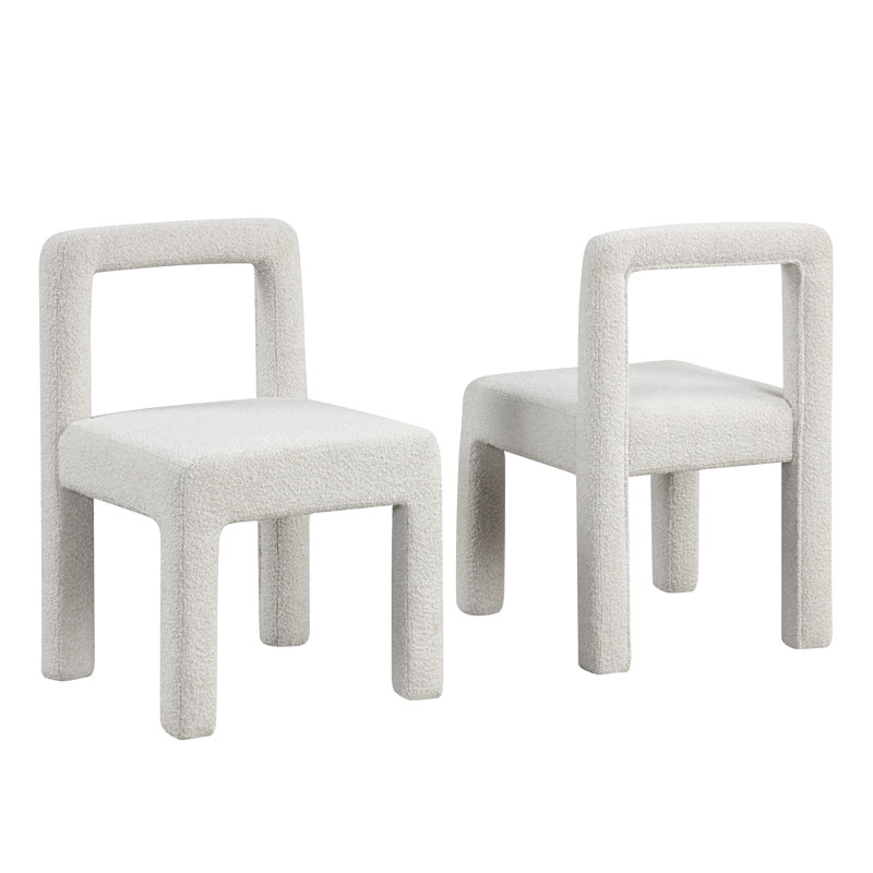 Berkel Upholstered Square Architectural Dining Side Chair (Cream) , Cream