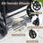 Stroller Wagon For 4 Kids, 4 Seater Wagon Stroller With Convertible Seats Footrests, Snack Tray, Storage Bag, Removable Canopy