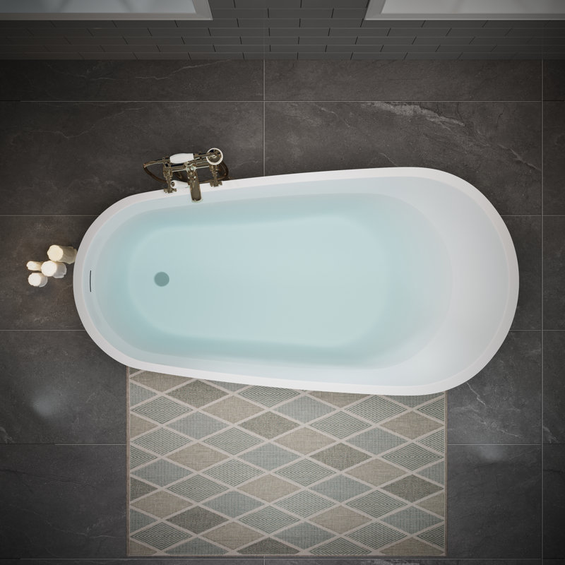 55.12'' x 29.13'' Soaking Acrylic Bathtub, Chrome