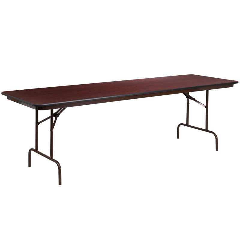 8-Foot Brown Laminate Folding Banquet Table with Metal Frame