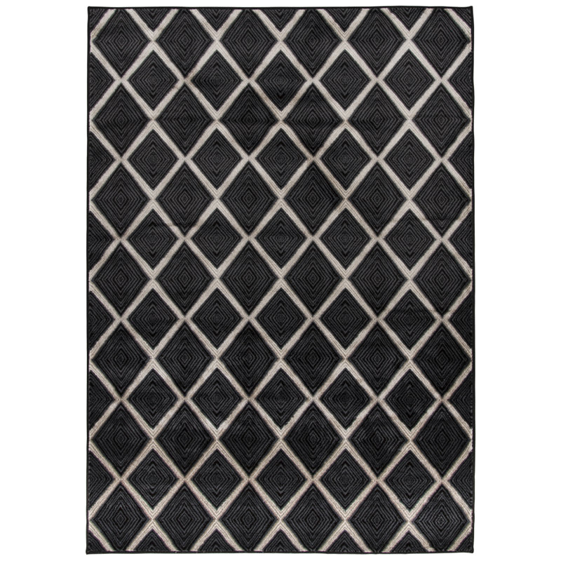 Caden Ebony Trellis Indoor Area Rug, Rectangle 7'3" x 10'10", Gray/Black/White