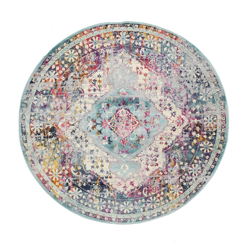 Mosely Silver Area Rug, Round 7'8"