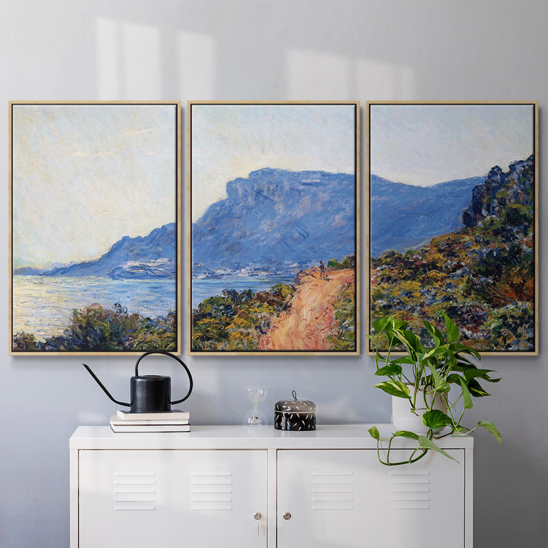 Monet - Cadre flottant sur toile 3 pièces, Naturel, H 36 po x l 75 po x P 2 po
