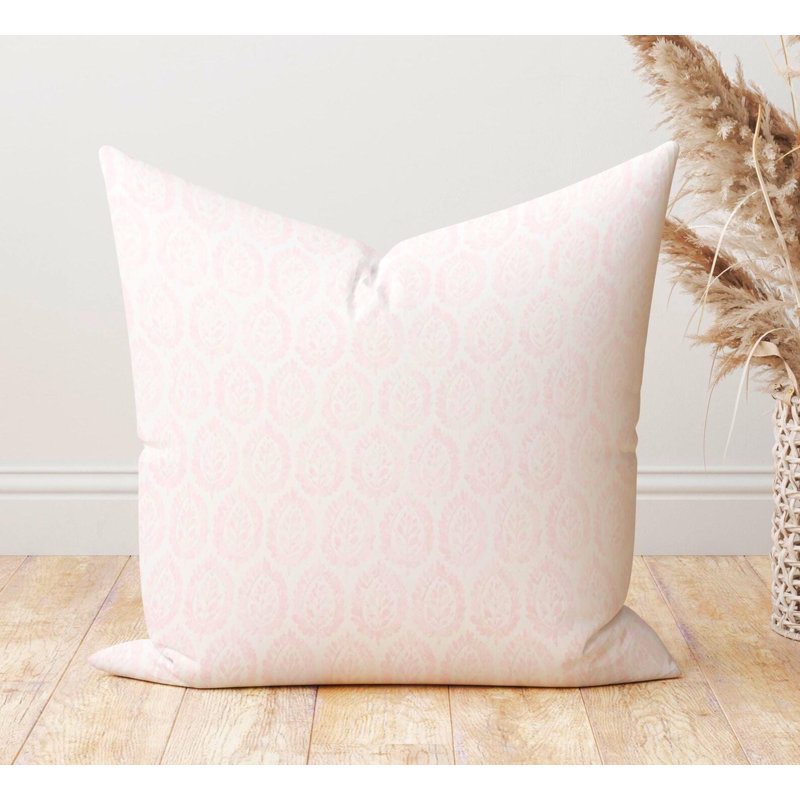 Housse de coussin à imprimé damas floral rose pâle, Square 21"