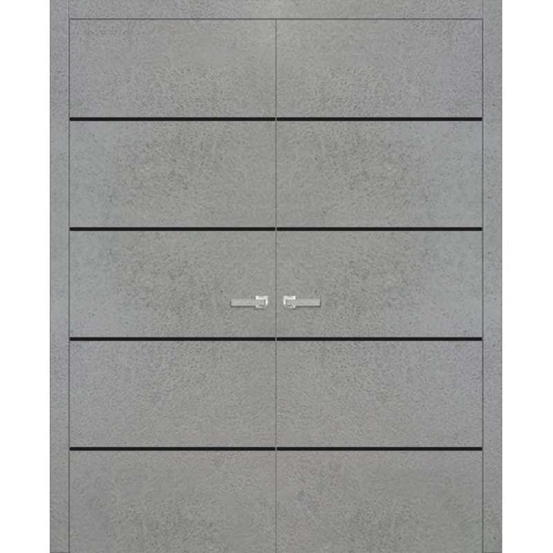 Portes françaises en bois massif massif, Béton, 84 po x 96 po