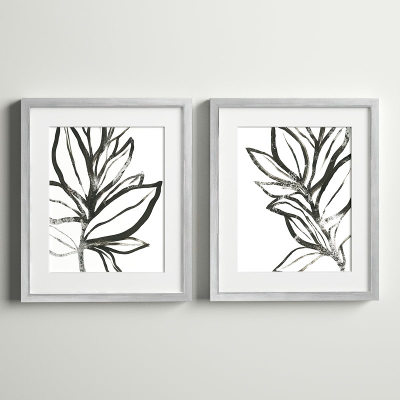 Arayia Leaf Instinct I - ensemble de 2 reproductions d'art sur papier encadré