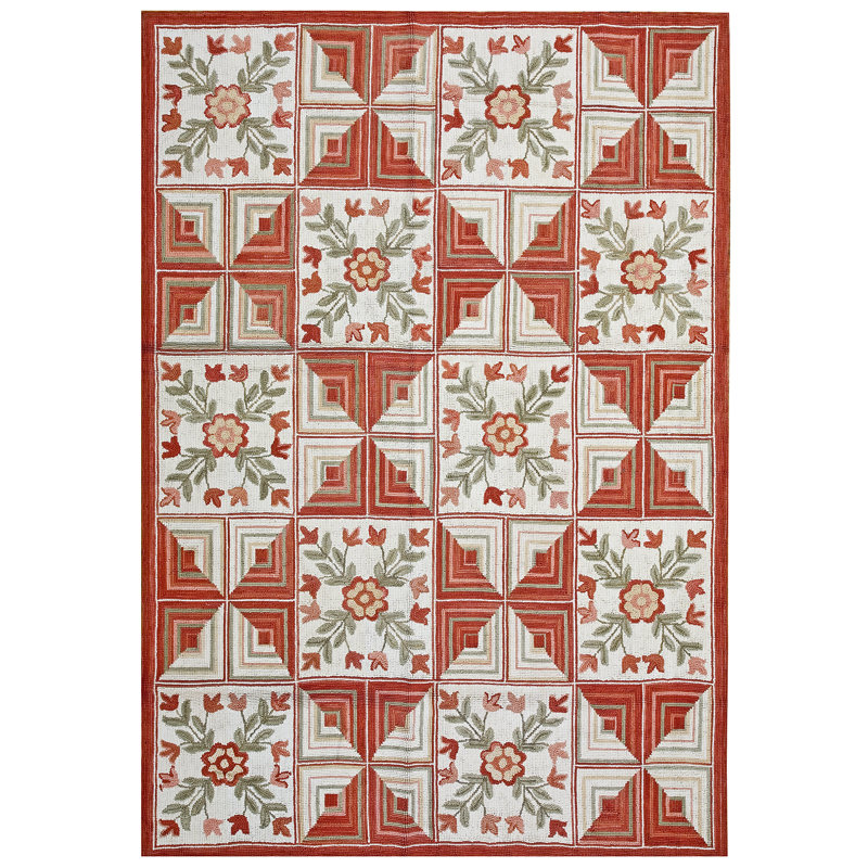 Hand Hooked Wool Geometric Indoor Rug