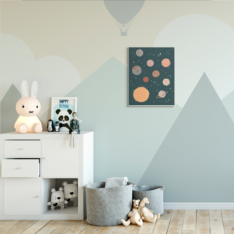 Système solaire Soleil Planètes Terre Étoiles filantes, Plaque murale, H 19 po x l 13 po x P 0,5 po