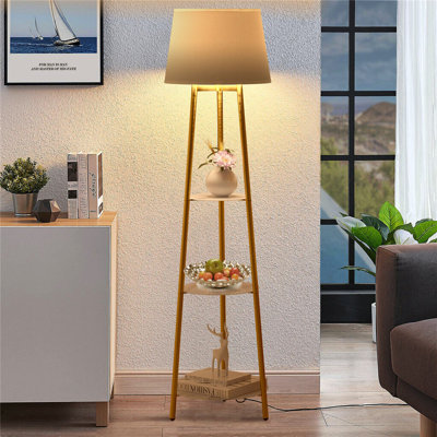 62.4'' Gold/Clear Column Floor Lamp with Outlet