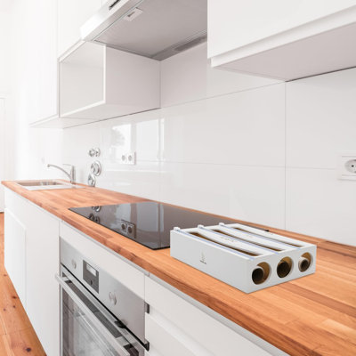 Distributeur d'enveloppes en bambou avec coupe, organisateur de pellicules en plastique, porte-papier d'aluminium et porte-papier ciré pour tiroir de cuisine et mur