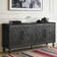 Grande armoire de rangement sculptée à porte fleurie avec poignée en métal convenant au salon, à la cuisine et au vestibule-1086091474