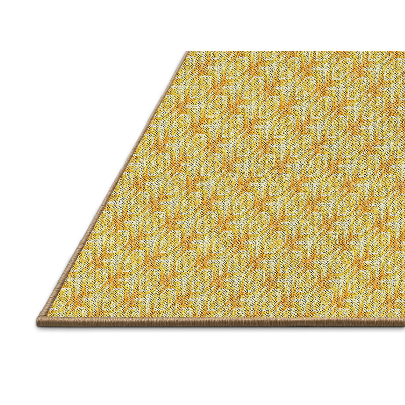 Tapis jaune tissé à la machine, Rectangle 7 pi x 9 pi