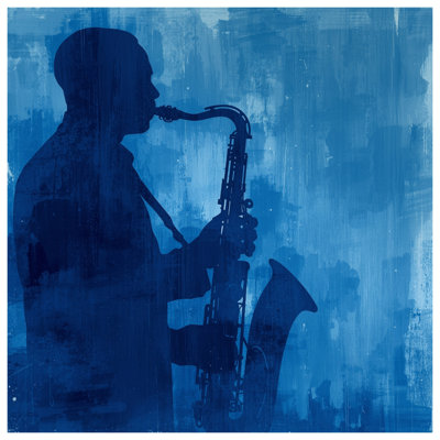 Blue Saxophone Silhouette Shower Curtains Extra Long