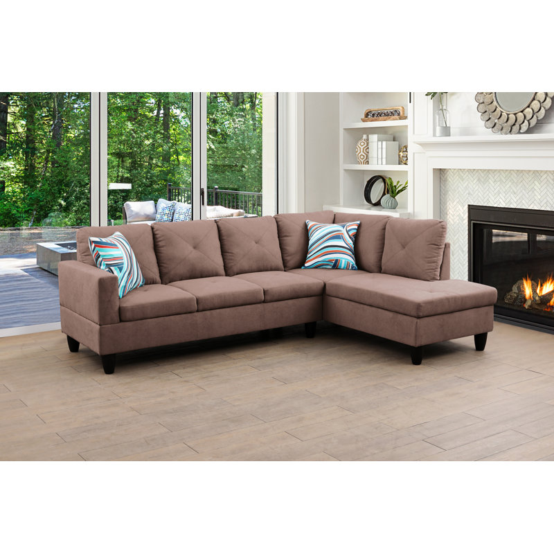Canapé modulaire 2 pièces Lorenzina, Face à la droite, Tissu brun clair