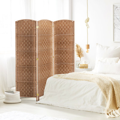 Écran d'intimité de 6 pi de hauteur - tissage naturel. Tissage artistique pour un intérieur. 3 panneaux pliables et portatifs. Idéal petits appartements. Charnière pratique au look chic.