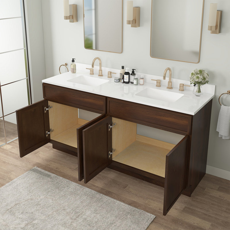 Base de meuble-lavabo double 72 po seulement, Brun