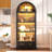 72.8" Tall Arched Display Cabinet With Glass Doors,4-Tier Storage Cabinet with LED Light& Human Body Sensor-2030917142