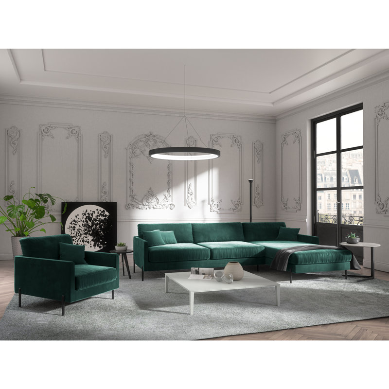Justin 4 Seater Corner Sectional, Light Green, Left Hand Facing