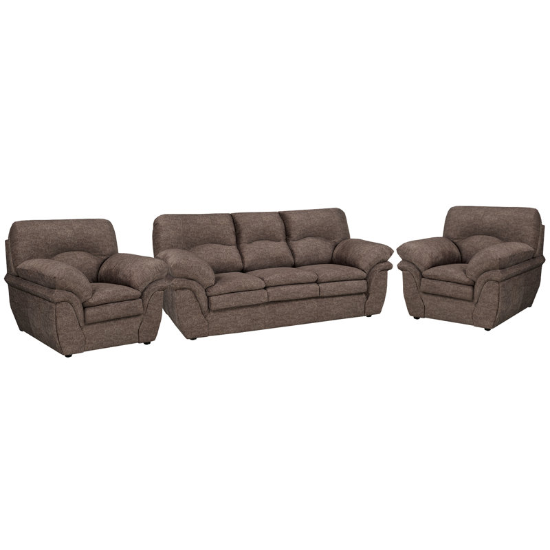 Ensemble de canapé et deux chaises en tissu Beedle, brun, Brun