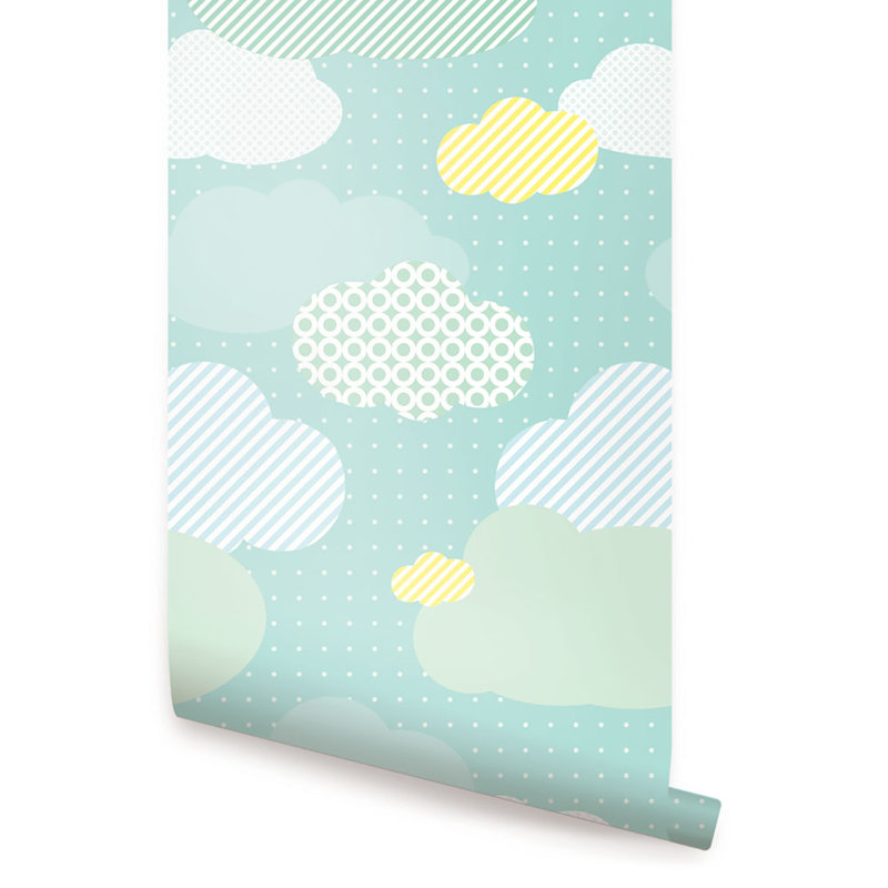 Carreau de papier peint auto-adhésif L 48 po x l 24 po Monette, Menthe, L 2 pi x L 18 pi
